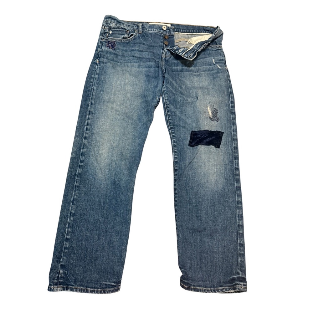 Abercrombie & Fitch Perfect Stretch Patchwork Straight Jeans Blue Womens 8 29